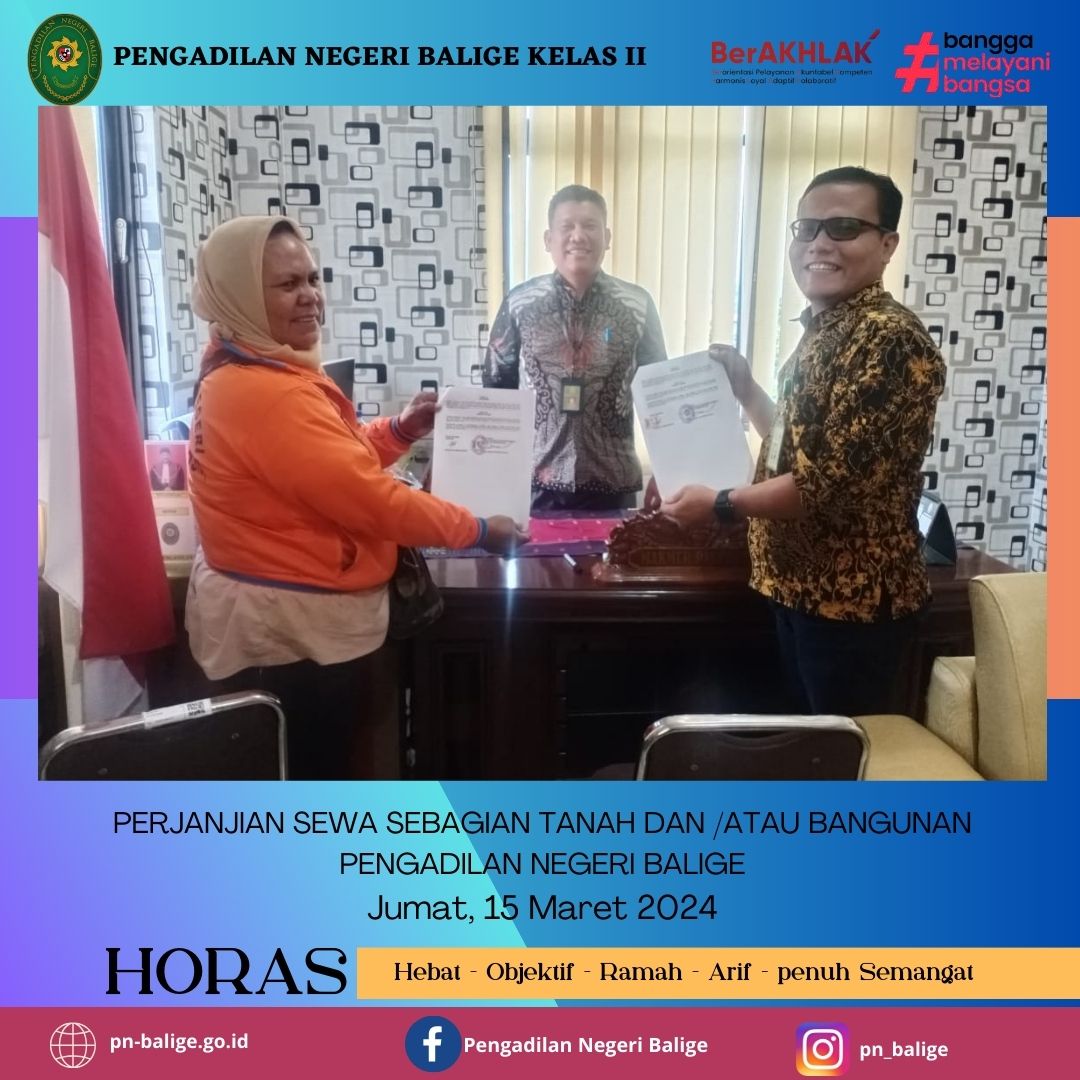 PERJANJIAN SEWA SEBAGIAN TANAH DAN /ATAU BANGUNAN PENGADILAN NEGERI BALIGE